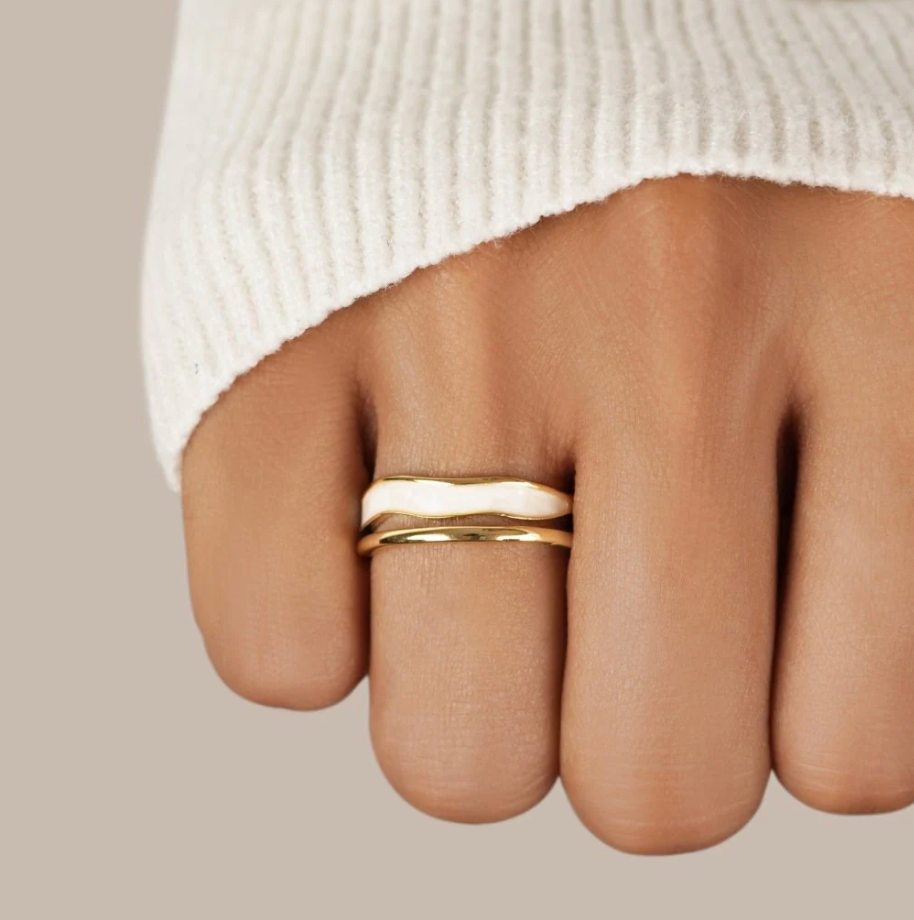 Bague Sahara Dorée à Effet Superposé