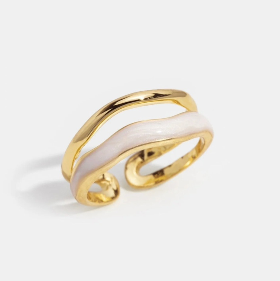 Bague Sahara Dorée à Effet Superposé