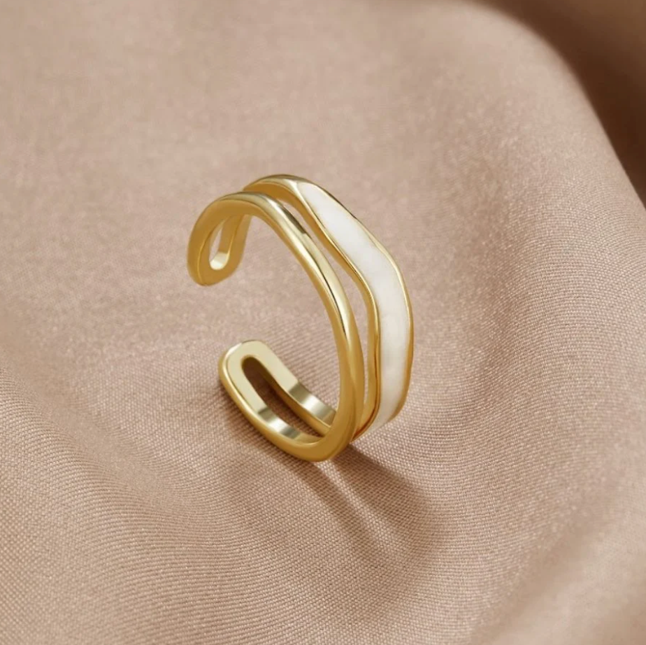 Bague Sahara Dorée à Effet Superposé