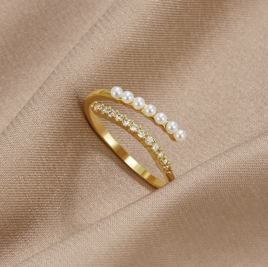 Bague Enroulée Perle et Cristal Wrap Me