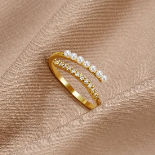 Bague Enroulée Perle et Cristal Wrap Me