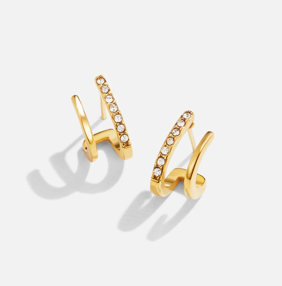 Boucles d’Oreilles Griffes en Cristal Plaquées Or 18 Carats