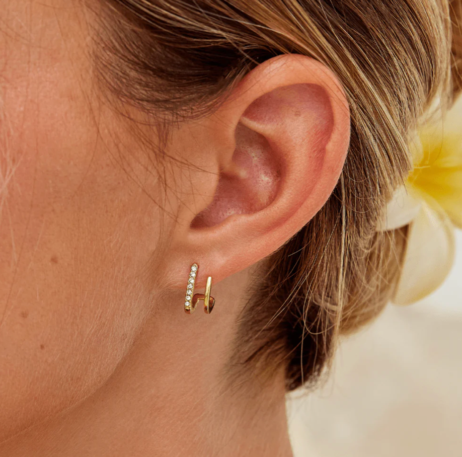 Boucles d’Oreilles Griffes en Cristal Plaquées Or 18 Carats