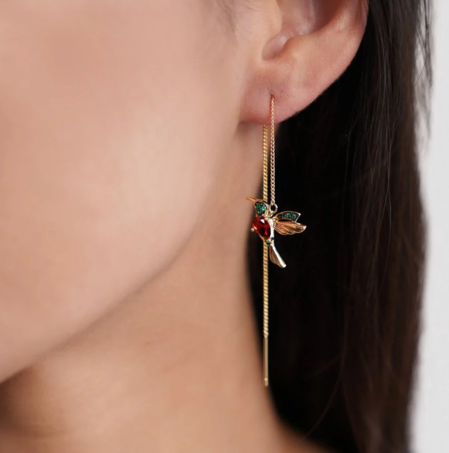Boucles d’Oreilles Colibri Pampilles en Cristal