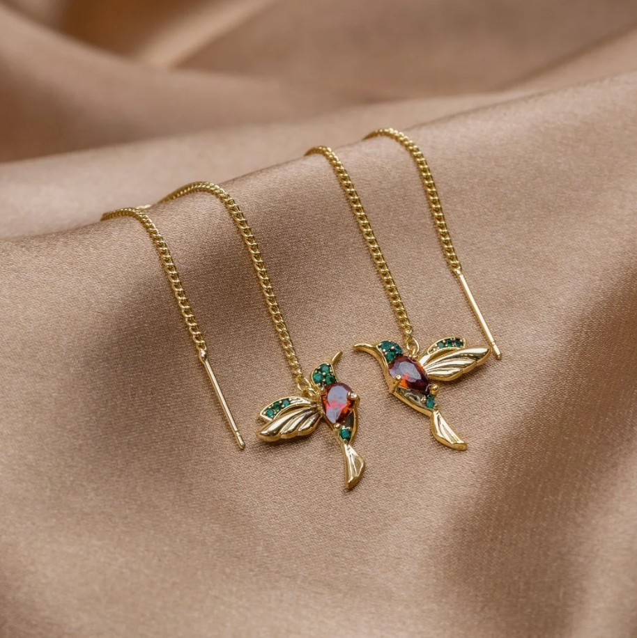 Boucles d’Oreilles Colibri Pampilles en Cristal
