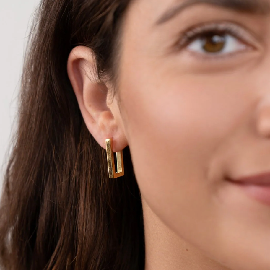 Créoles Rectangulaires Dorées