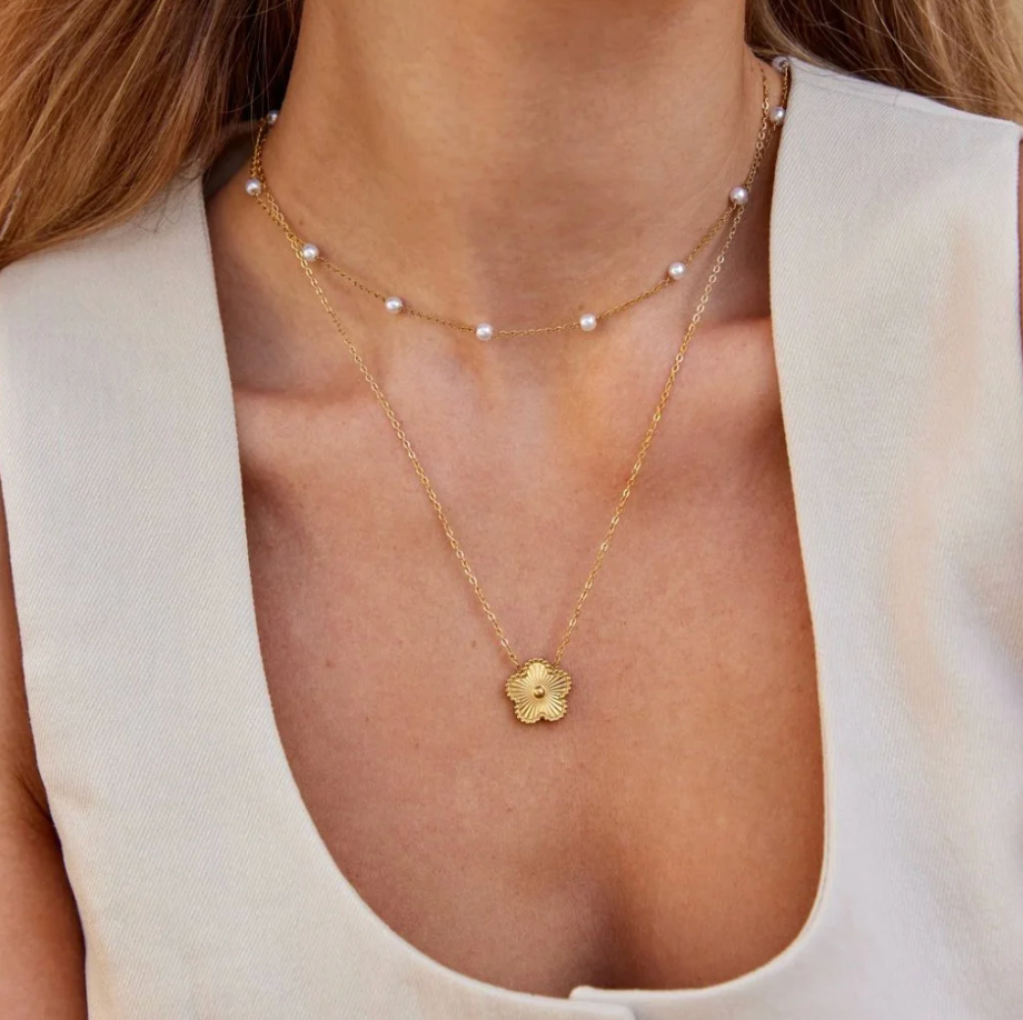 Collier argenté perle Nura