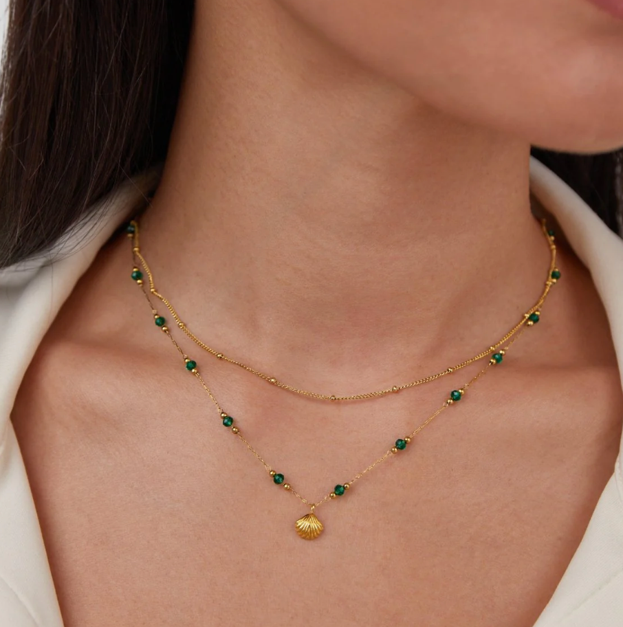 Collier chaîne argentée à perles Niyah