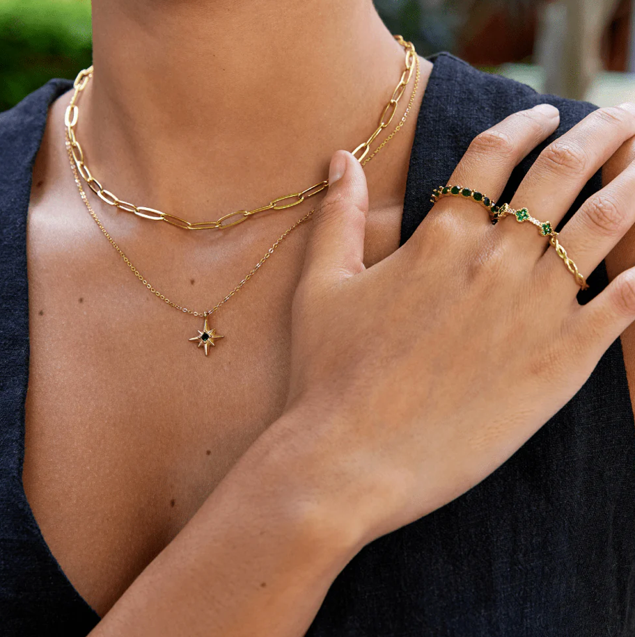 Collier doré maille trombone