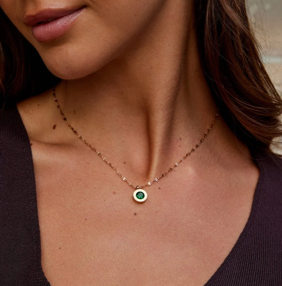 Collier Athena en cristal vert