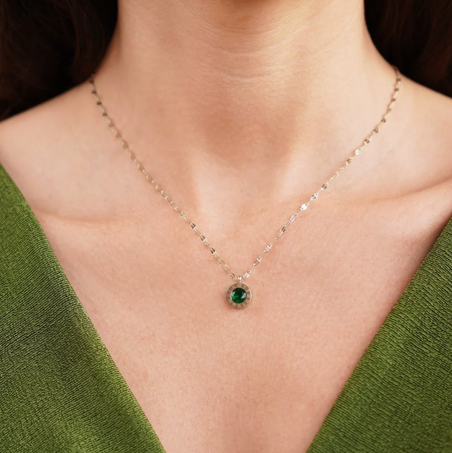 Collier Athena en cristal vert