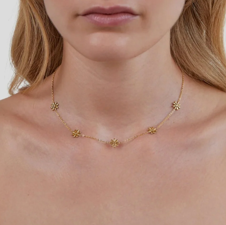 Collier Flower Power plaqué or 18 carats