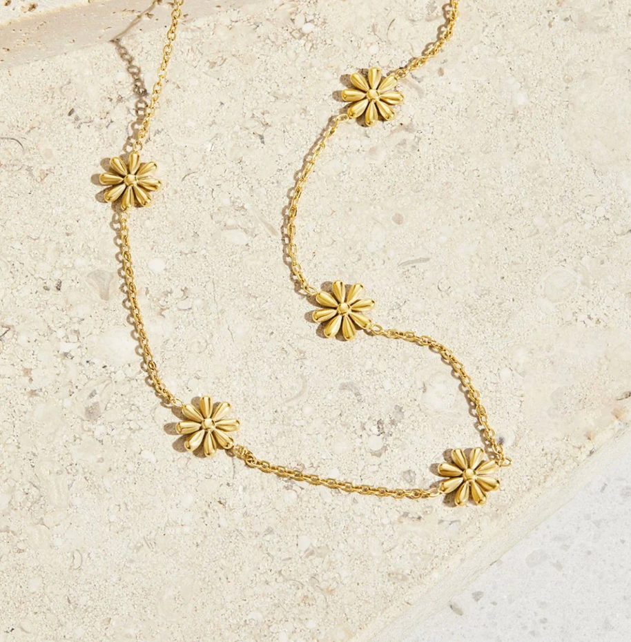 Collier Flower Power plaqué or 18 carats