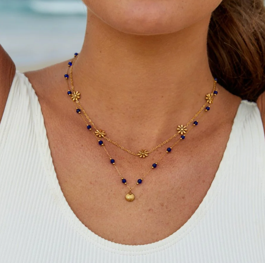 Collier Flower Power plaqué or 18 carats