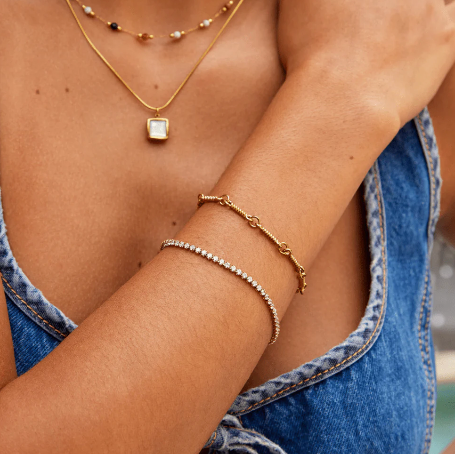 Bracelet tennis Cordelia en plaqué or