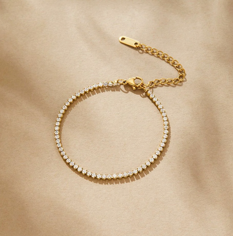 Bracelet tennis Cordelia en plaqué or