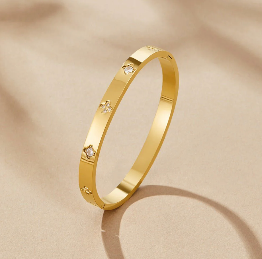 Jonc Trèfle plaqué or