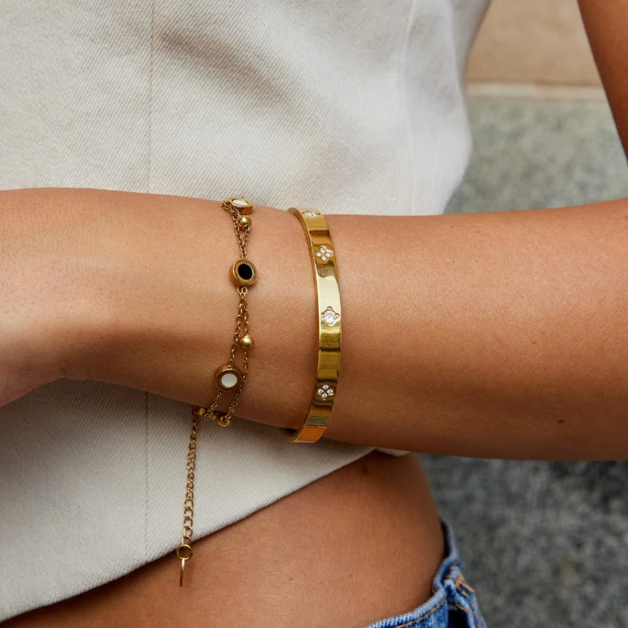 Jonc Trèfle plaqué or