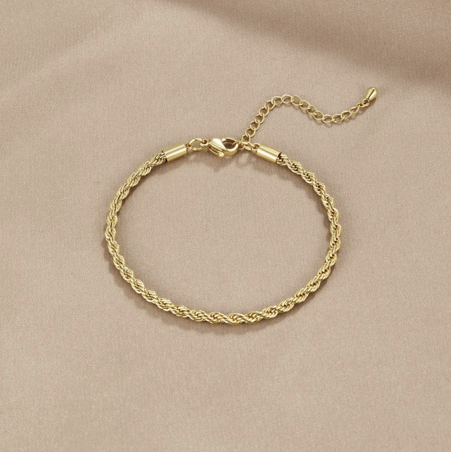 Bracelet torsadé plaqué or 18 carats