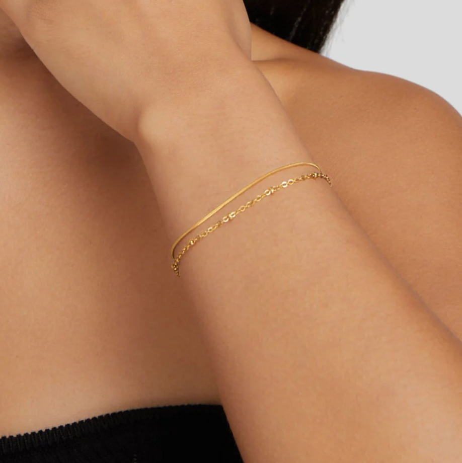 Bracelet Pia doré à plusieurs rangs