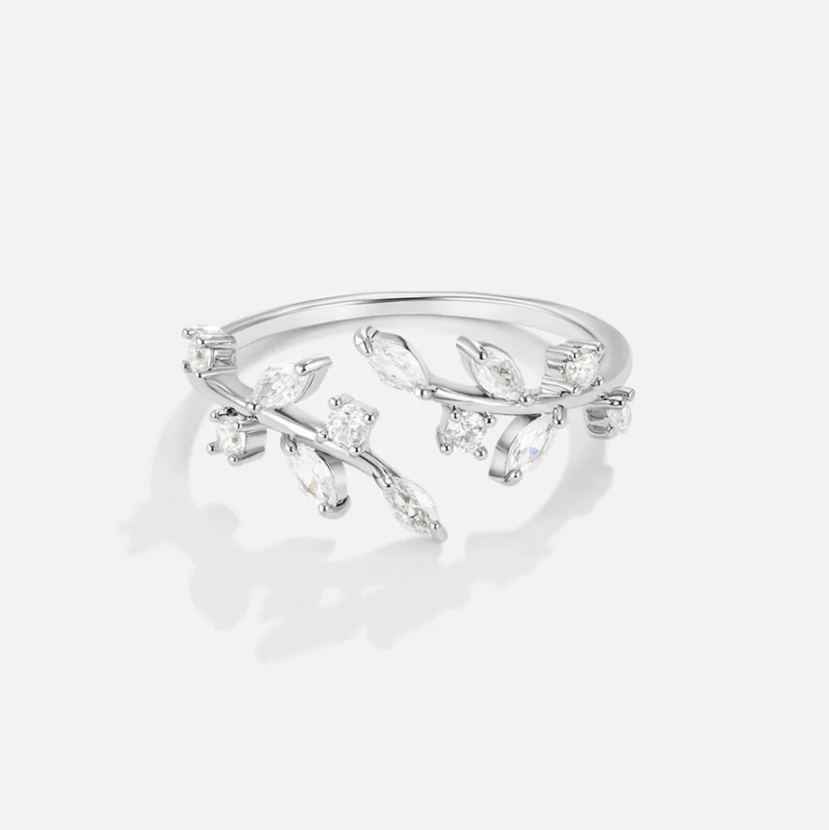 Bague Vigne en Cristaux Plaquée Or 18K