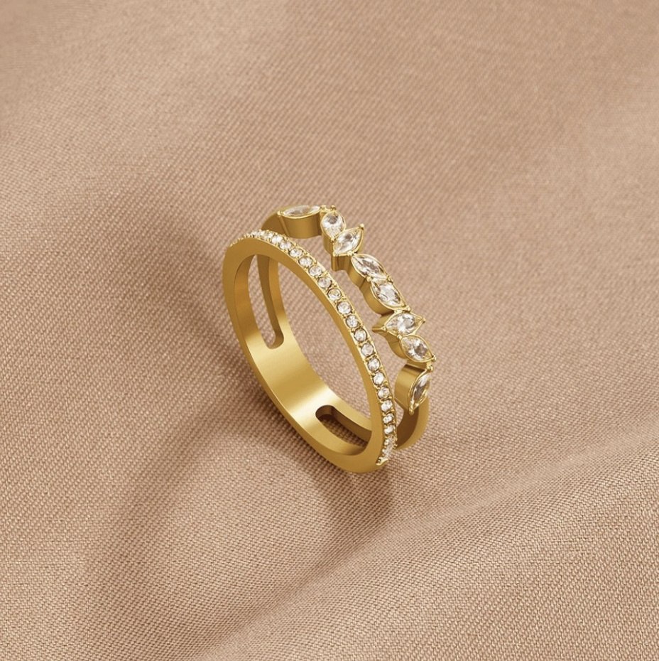 Bague Mia en Cristal Plaqué Or 18K