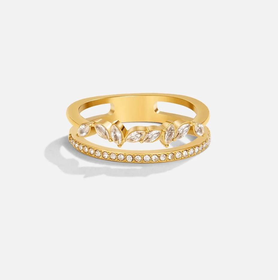 Bague Mia en Cristal Plaqué Or 18K