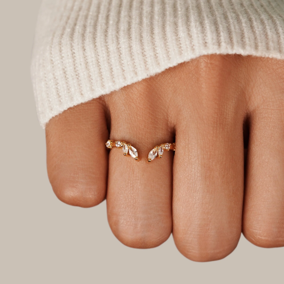 Bague Liane en Cristal Lily Finition Or