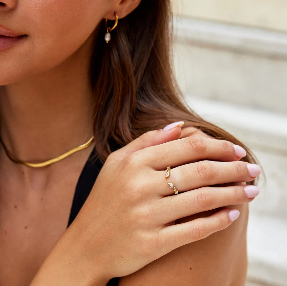 Bague Liane en Cristal Lily Finition Or