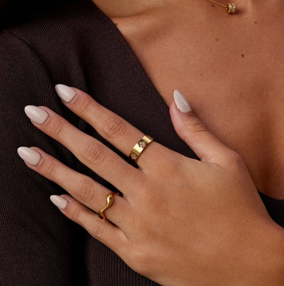 Bague Trèfle en Cristal Dorée