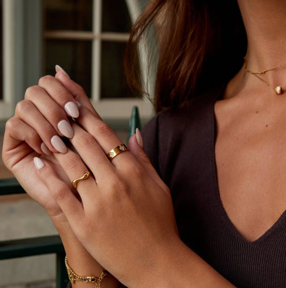 Bague Trèfle en Cristal Dorée