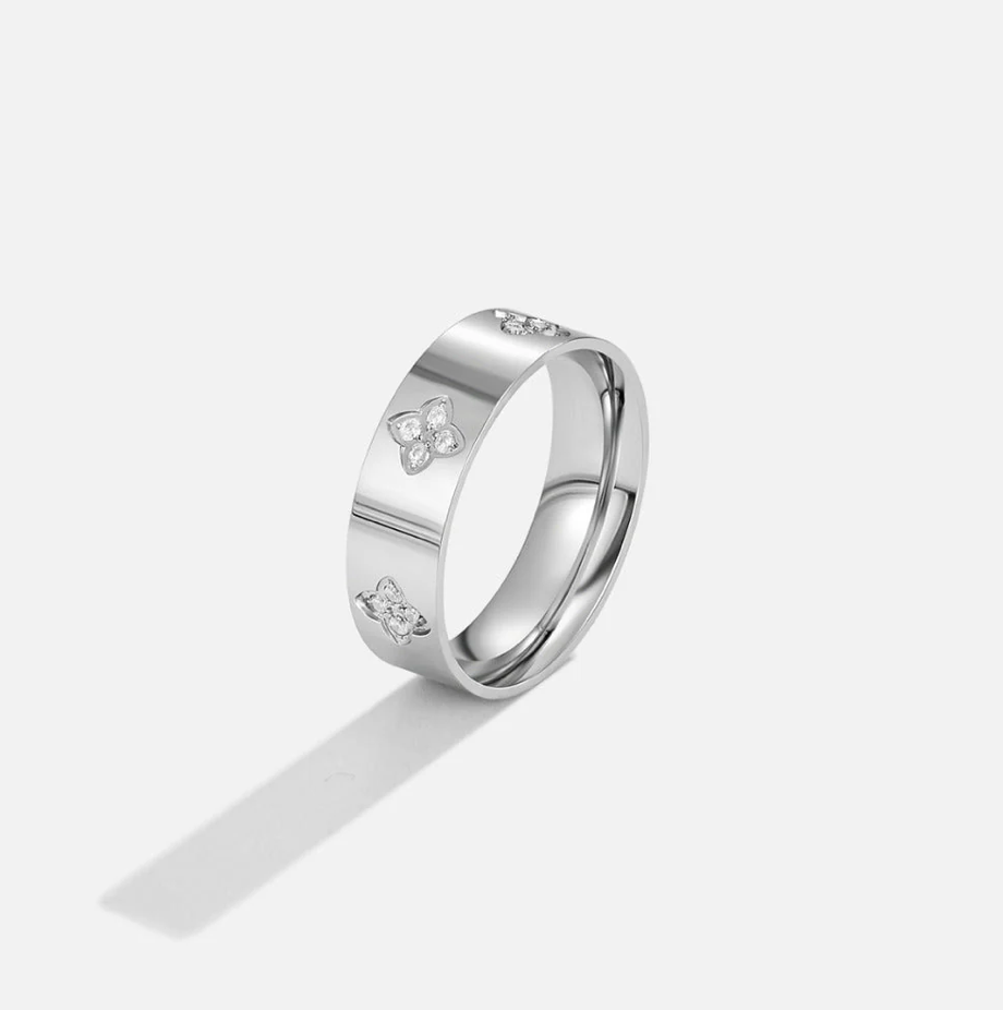 Bague Trèfle en Cristal Dorée