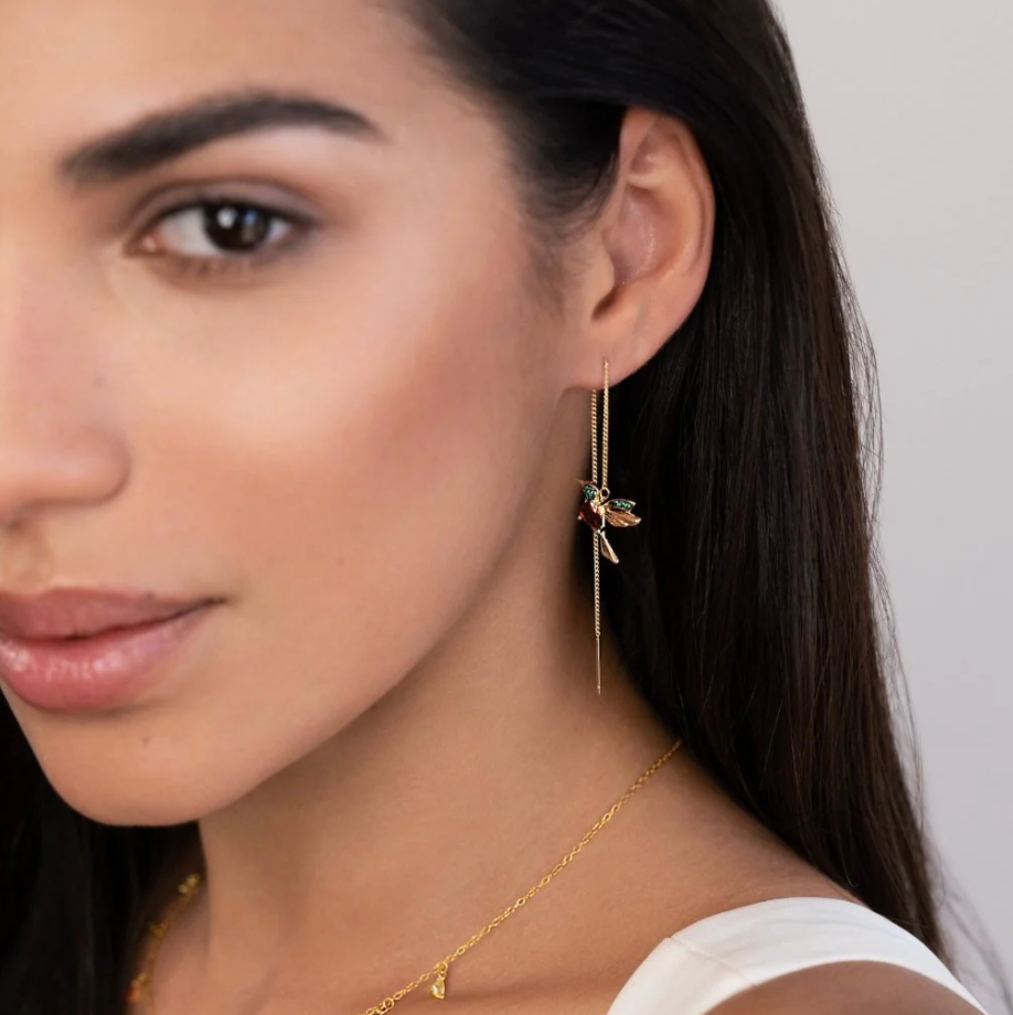 Boucles d’Oreilles Colibri Pampilles en Cristal